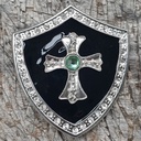 PARZIVAL, silberne 4cm Wappen-Schließe,schwarz Emaille,Strass, M
