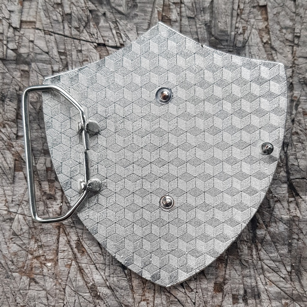 PARZIVAL, silberne 4cm Wappen-Schließe,schwarz Emaille,Strass, M
