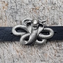 KING COBRA, 4cm Schließe, altsilbern, Schlange, Schnalle, Mittel