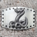 RATTLE-SNAKE, altsilberne 4cm Schließe, Strass-Auge, Schnalle, M
