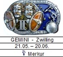 Sternzeichen Zwilling - Gemini, 4cm Schließe, Schnalle