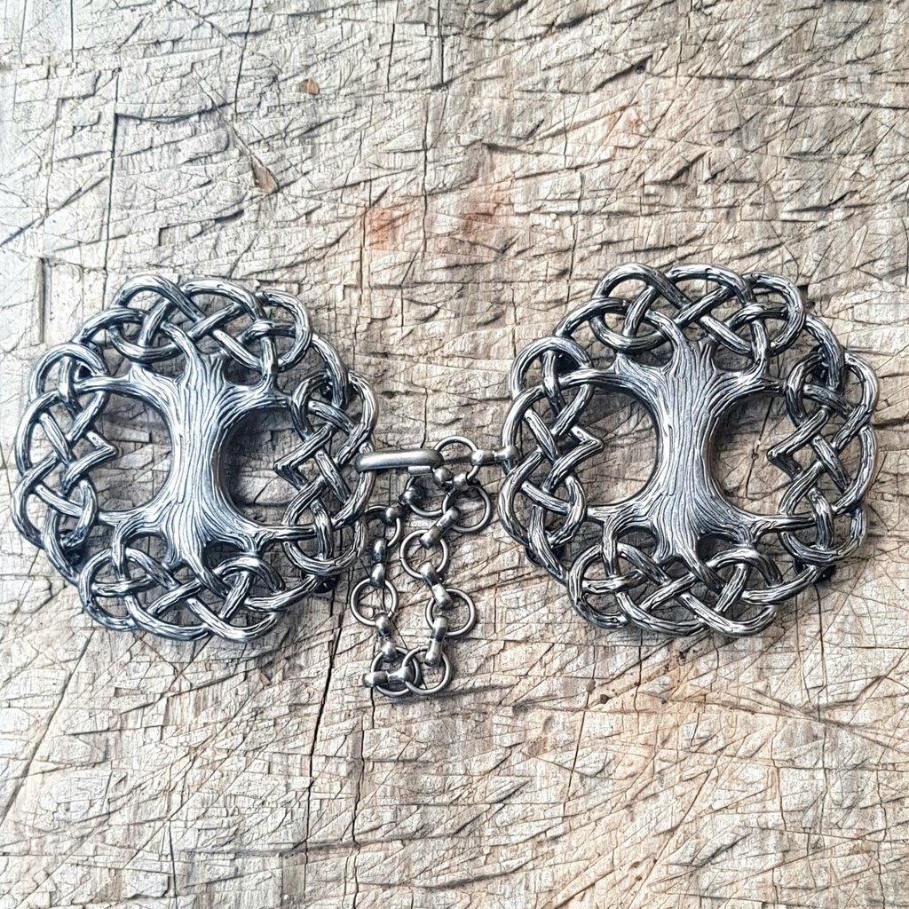 YGGDRASIL Gewand-Verschluß "XL",Fb:eisen,Weltenesche,Baum,Mantel