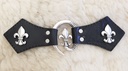 Lilie-Verschluss+,Fb:silber,Leder,Wikinger,Kelten,Mantel,Umhang,