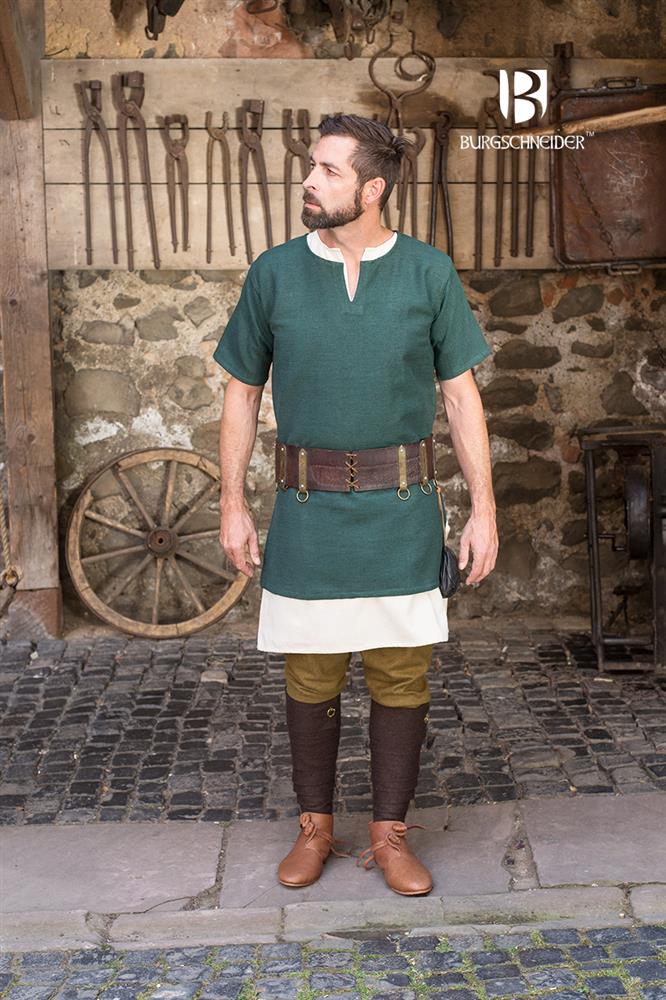 Kurzarmtunika Aegir, Grün Mittelalterliches vom Burgschneider
