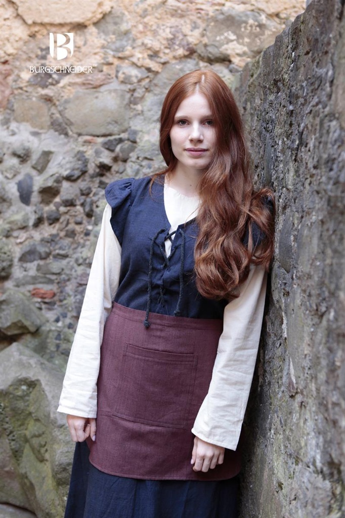 Frauengewand Agga mit Schürze, Blau Mittelalterliches vom Burgschneider