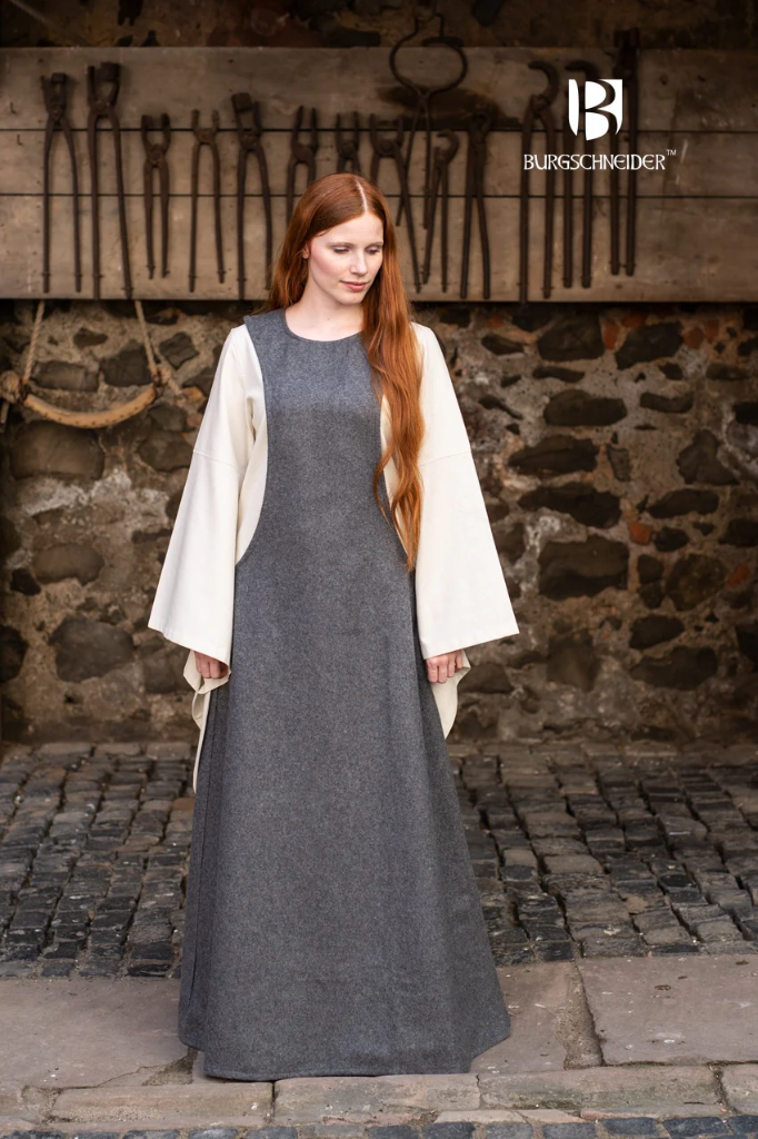 Surcot Albrun Wolle, Grau Mittelalterliches vom Burgschneider