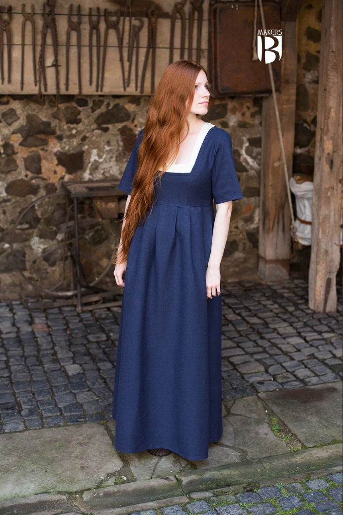 [14443-001] Spätmittelalterliches Kleid Frideswinde in Blau - DarkDirndl von Burgschneider (S)