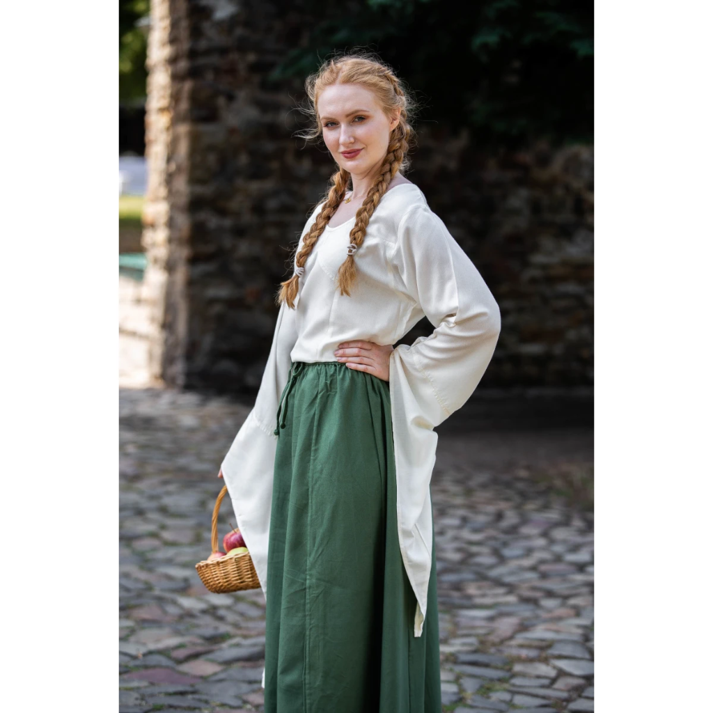 [14454-019] Bluse mit weiten Trompetenärmeln "Irma" Natur (XS)