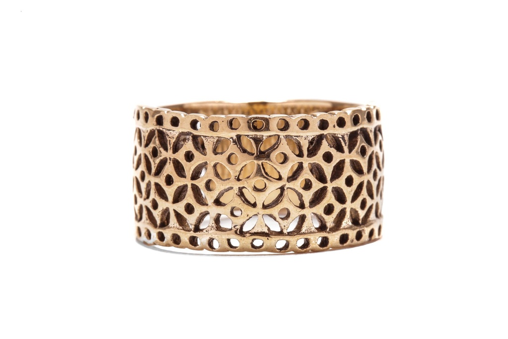 Ring "Svenja" aus Bronze – Byzantinischer Mittelalter-Ring mit Netzmuster 1,2 cm