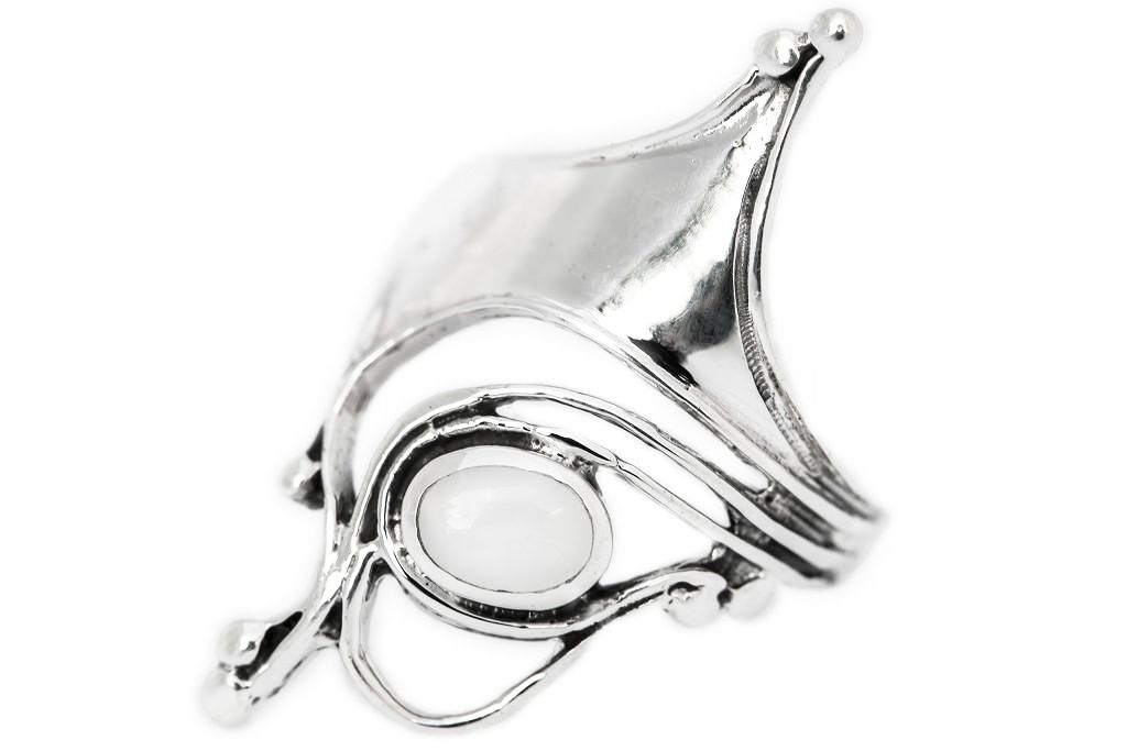 [17257-001] Langer Damenring VENICE aus 925 Silber – 3 cm Silberring mit schimmerndem Perlmutt (14,5 / 46)