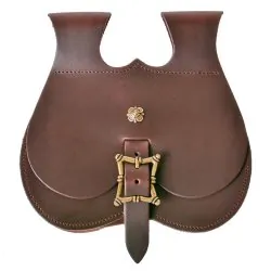 [01 T-NIGR Simp.br] Große Nierentasche - Mittelalterliche Gürteltasche aus Leder (braun)