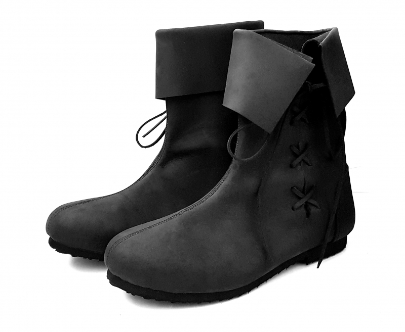 Mittelalter Stulpenstiefel aus Nubukleder schwarz - Mittelalterliches Schuhwerk