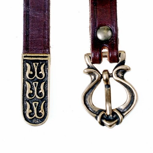 [10 wik 15:C Z.br.si] Rus-Gürtel - 1,5 cm / Riemenende (braun, silber)