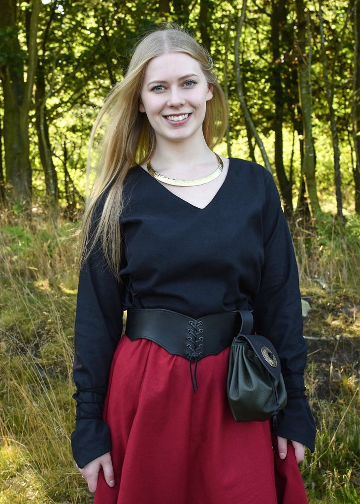 [31969-001] Mittelalterbluse Aila mit Schnürung schwarz  (S)