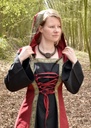 Mittelalterkleid Eleanor mit Kapuze, rot/schwarz Mittelalter Gewandung für Markt und LARP