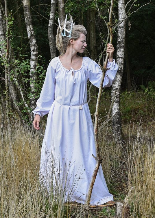 [31993-001] Mittelalterkleid Ana Unterkleid weiß Mittelalter Gewandung für Markt und LARP (S)