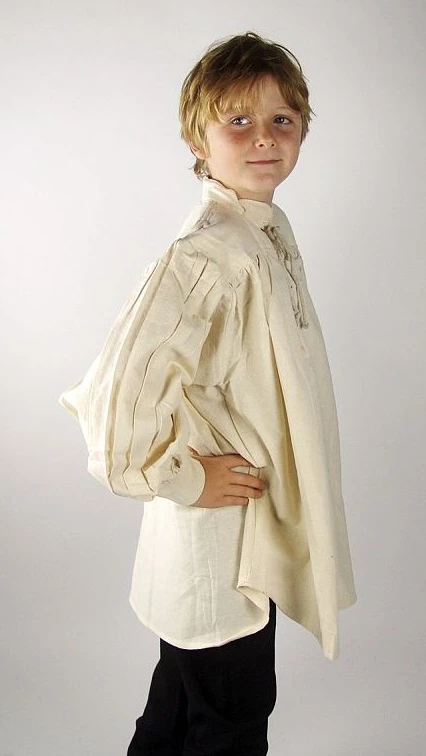 Kinder-Stehkragen-Schnürhemd „Finn“ – Klassisches Mittelalter-Hemd in Natur