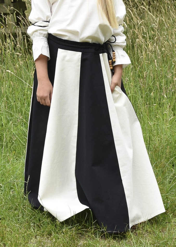 [32011-001] Kinder Mittelalter Rock Lucia schwarz-natur, Baumwolle - Gewand für Mittelalter, Larp und Reenactment (110)