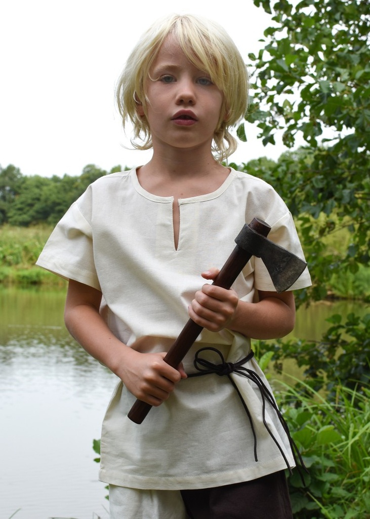 [32014-001] Kinder Kurzarm-Tunika Linus natur, Baumwolle - Gewand für Mittelalter, Larp und Reenactment (110)