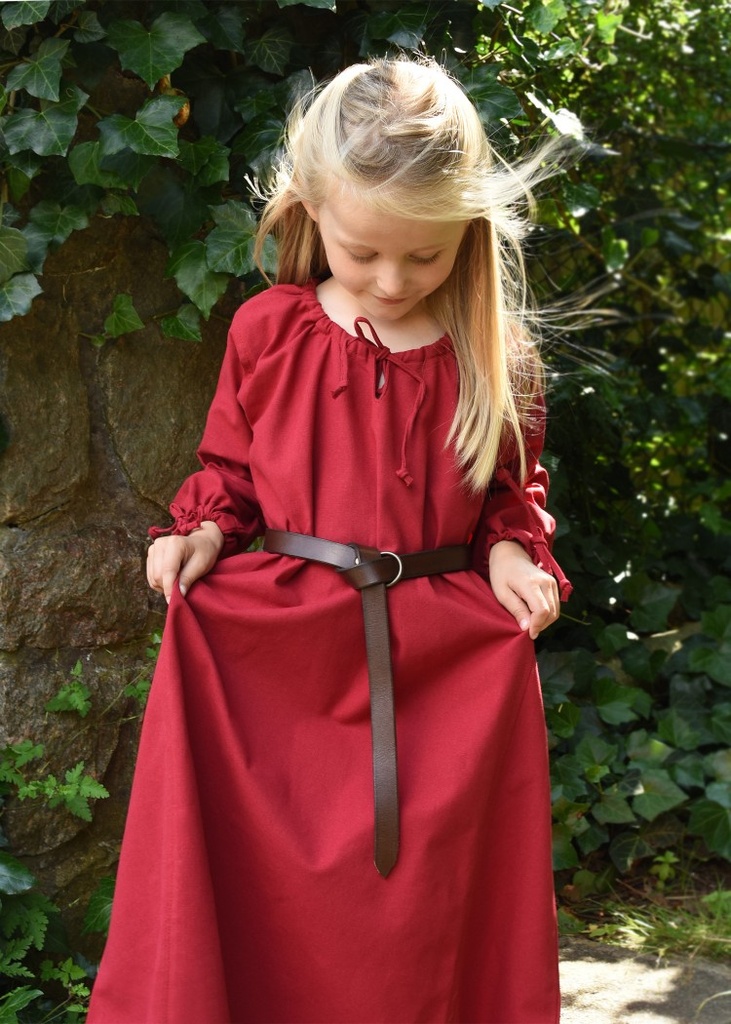 [32016-001] Kinder Mittelalterkleid Ana rot 100% Baumwolle - Gewand für Mittelalter, Larp und Reenactment (110)