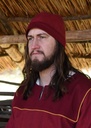 Birka Kappe mit Fischgrätmuster, weinrot - Wikinger Mittelalter Larp Reenactment