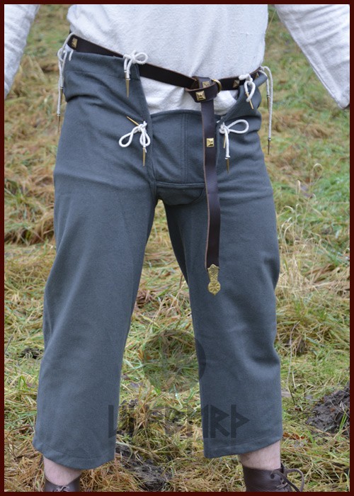 Mittelalterhose aus Wolle mit Nesteln, grau - Spätmittelalter Look von Mittelalter Shopping