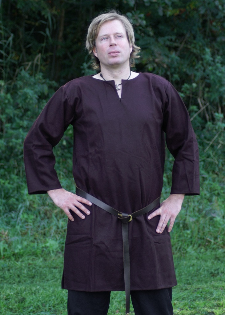 Langtunika aus Wolle Wikinger Tunika braun - Wikingerlook vom Mittelalter Shop