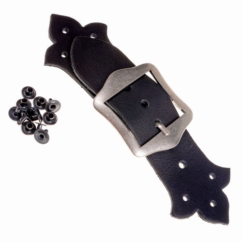 [06 GewVersch-si] Mittelalterlicher Gewandverschluss aus Leder mit Schnalle (silber)