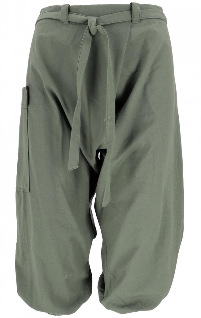 Baggy Shorts, Sarouel Hose - khakigrün - Ethno Goa Hippie Mode