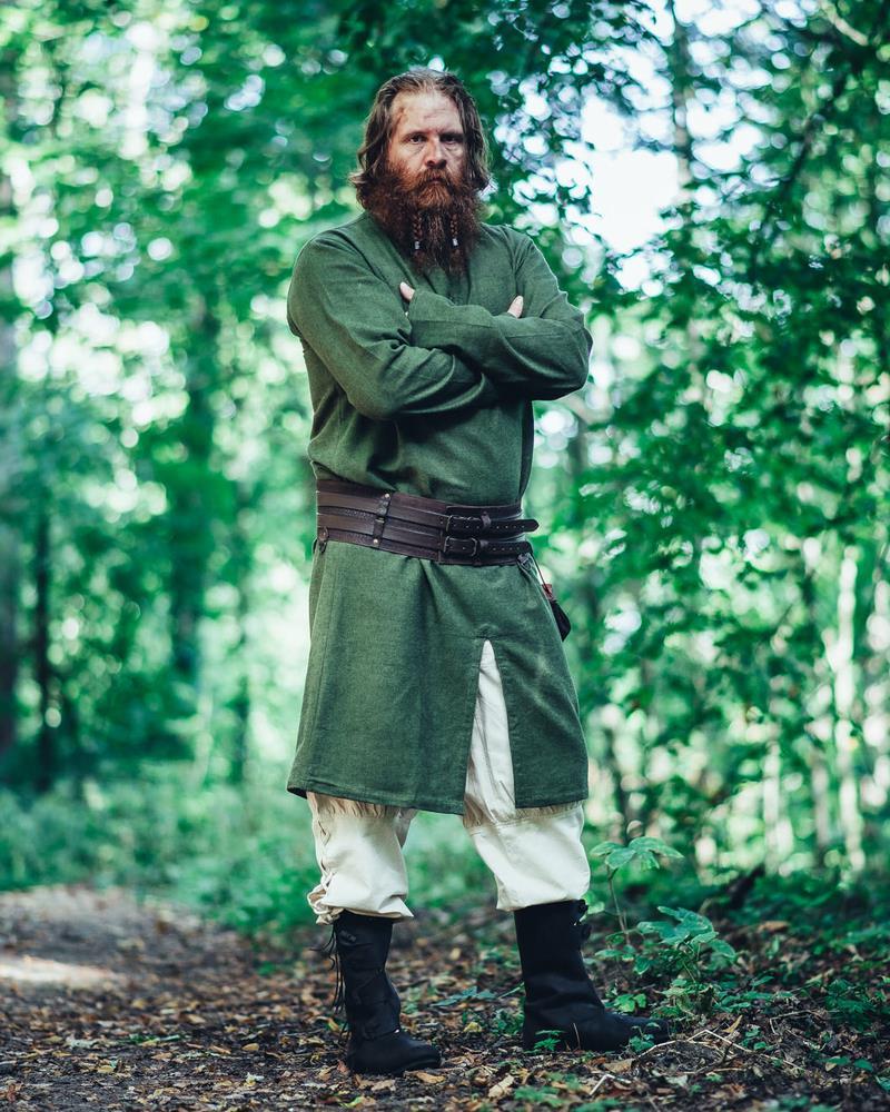 [35290-001] Wikinger Langtunika  "LENNART" grün - Gewand für Mittelalter, Larp und Reenactment (S)