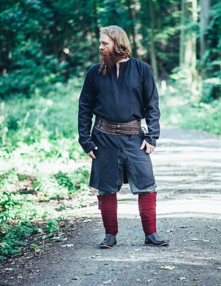 [35292-001] Wikinger Langtunika  "LENNART" schwarz - Gewand für Mittelalter, Larp und Reenactment (S)