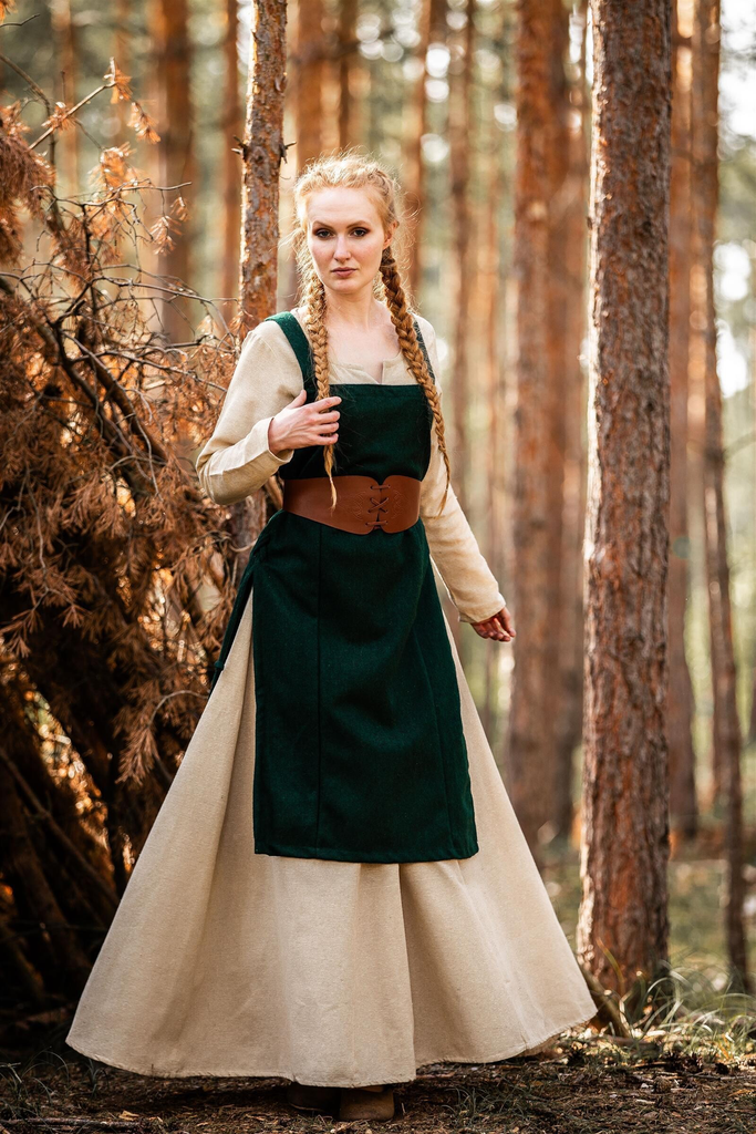 Wikinger-Überkleid „Aila“ – Authentische Eleganz aus Wolle in Grün