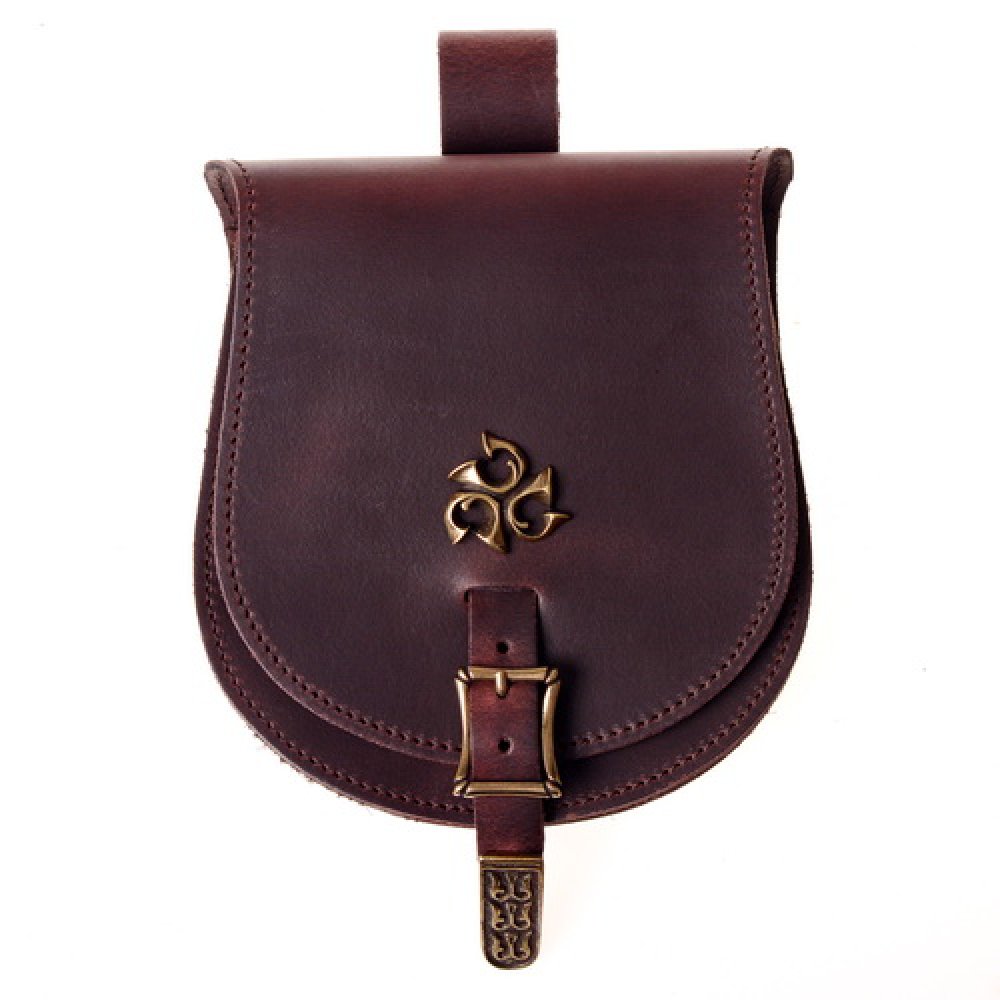[01 T-GR Tromp.br] Magyarische Gürteltasche - groß, mit Triquetra (braun)