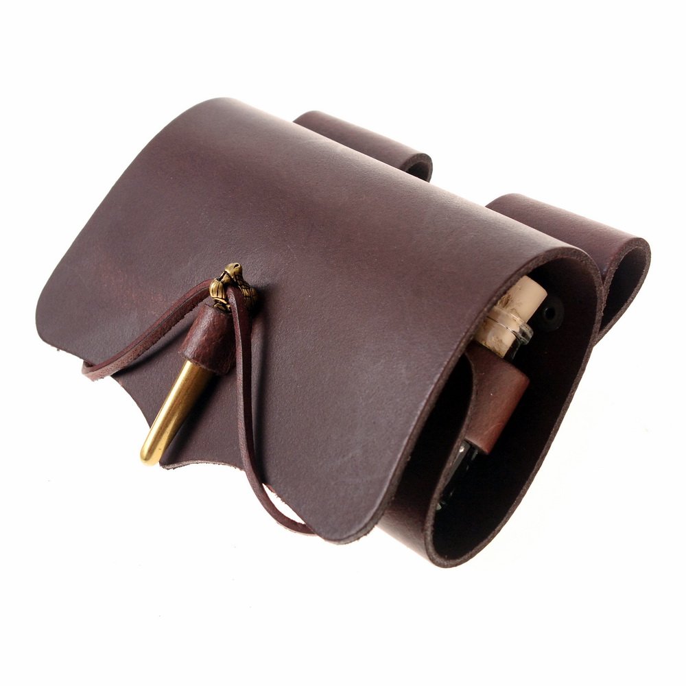 [01 Trata OS.br.5fla] Tranktasche mit wikingerzeitlichem Drachen-Verschluss - inkl. 3 oder 5 Flaschen - Leder braun oder schwarz (braun, 5 Flaschen)