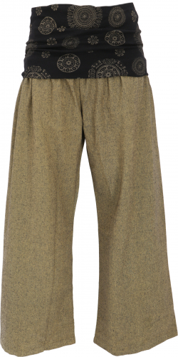 Weite Yogahose - Marlenehose- Wellnesshose mit breitem Bund - khaki