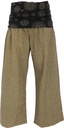 Weite Yogahose - Marlenehose- Wellnesshose mit breitem Bund - khaki