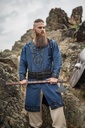 Wikingertunika Erik Dunkelblau mit Lederapplikation und Nieten Wikinger