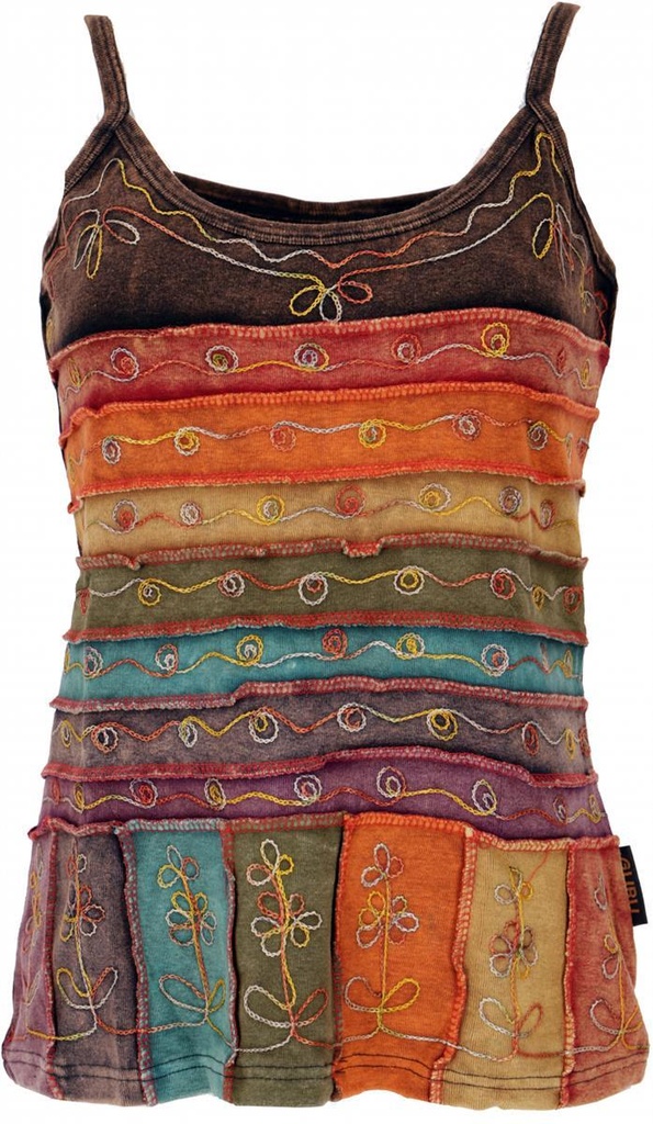 [35632-001] Stonewash Goa Top Regenbogen 2 - Nepal Boho Chic (S/M)