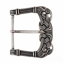 Wikinger-Gürtelschnalle "Kloster Vaerne" - detailgetreue Replik in silber und messing, 6,5 x 5,4 cm