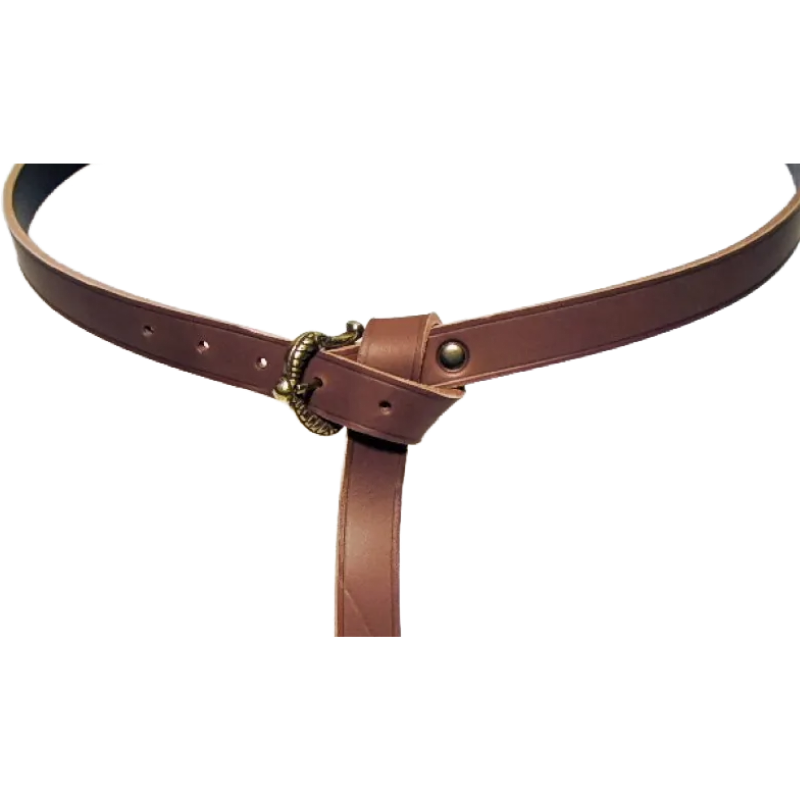 [10 wik 2:A.kl.br.si] Wikinger-Gürtel aus Leder - 2 cm (S, braun, silber)