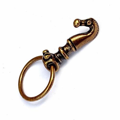 [09 Gue-Hak Pferd.si] Keltischer Gürtelhaken mit Pferdekopf 3 cm - Mittelalter, Reenactment und Larp (silber)