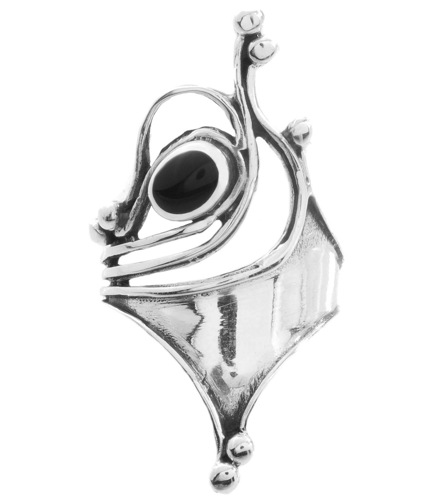 AILA Ring aus Silber mit Onyx – Langer Gothic Damenring 3,3 cm