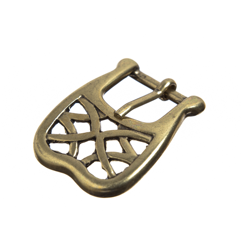 Flecht-Schließe silberfarben 15 mm – Mittelalterliche Schnalle mit Flechtmuster für feine Gürtel & Taschenriemen