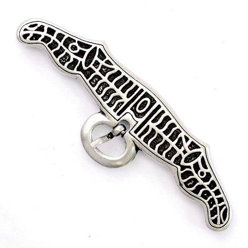 [08 TaB Frank.si] Merowinger Taschenbeschlag Pferdekopf - Replik Mittelalter Schmuck (silber)