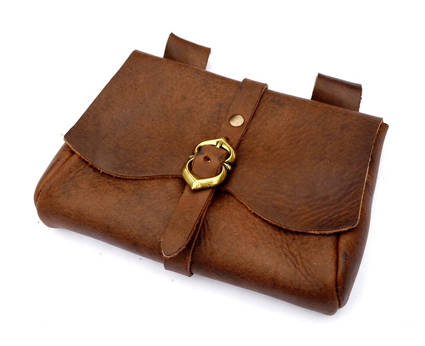 [01 T-Ma.br] Mittelalterliche Gürteltasche Accessoire für Mittelalter Kostüme, Reenactment und LARP Bekleidung (braun)