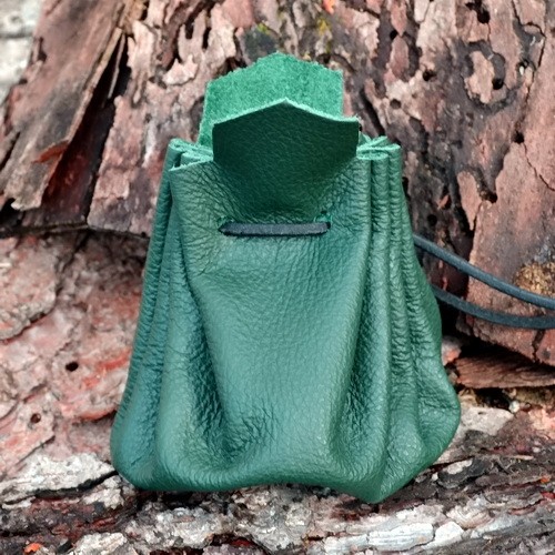 [5864-001] Mittelalter-Lederbeutel - mittel (dunkelbraun)