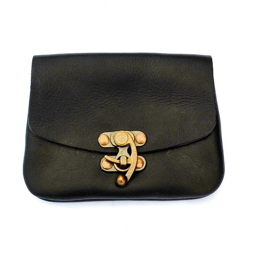 [01 T-Guer H.br] Gürteltasche mit Haken Nubukleder Accessoire für Mittelalter Larp Reenactment (braun)