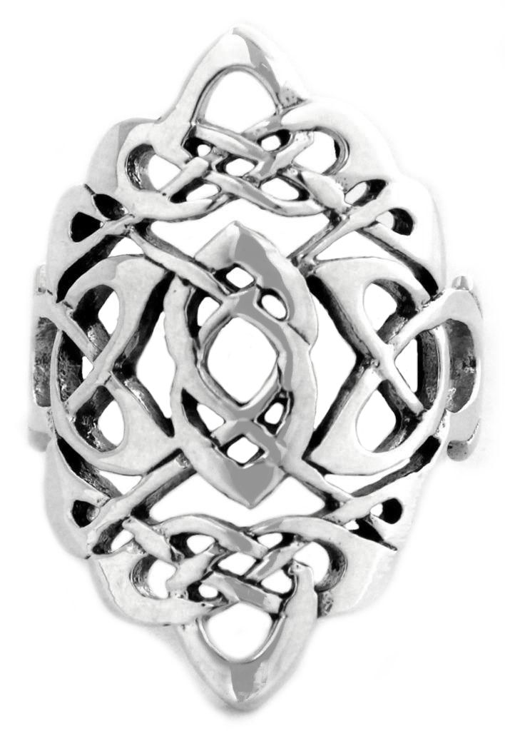 [WDr13-001] Eleganter keltischer Damenring ARANY aus 925er Silber mit kraftvollem Knotenmuster (15 / 48)