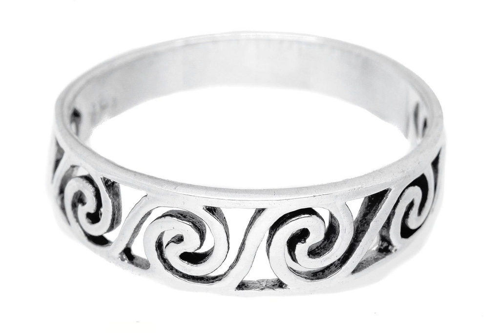 Celtic Damenring MORGAINE aus 925 Silber – 6 mm Feenring mit Newgrange Spiralen