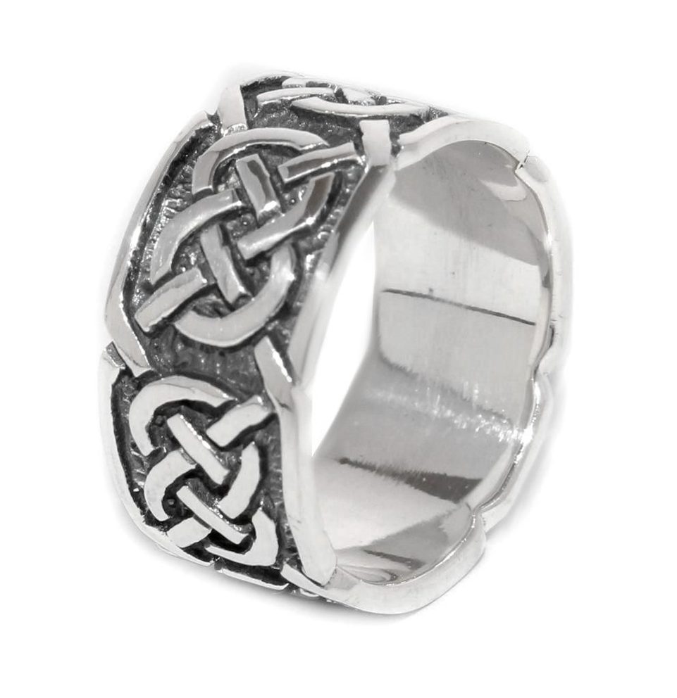 [WDr96-001] Keltischer Bandring "Lugh" aus 925er Sterlingsilber – 9 mm breiter Ring mit endlosem Knotenmuster (14 / 44)